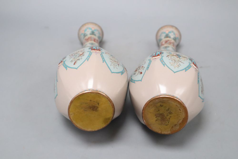 A pair of Japanese cloisonne vases, height 30.5cm